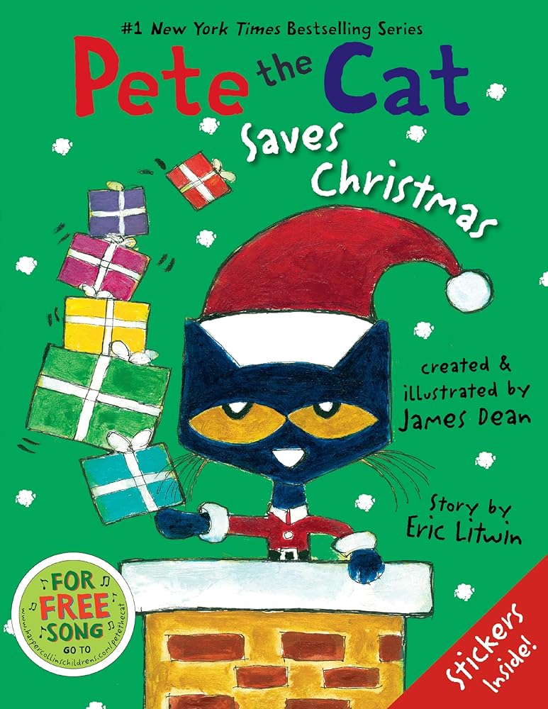 Pete the Cat Saves Christmas: Includes Sticker Sheet! A Christmas Holiday Book for Kids cover image